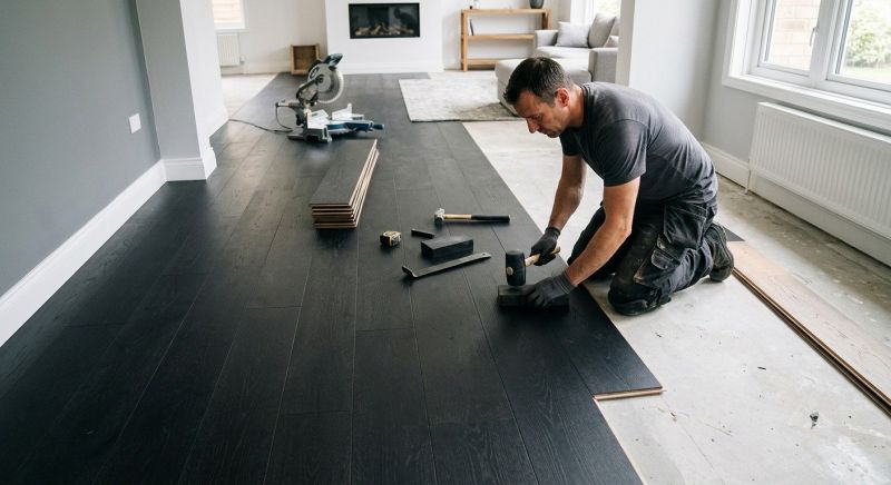 Dark Wood Floor Installation in Jersey City, NJ